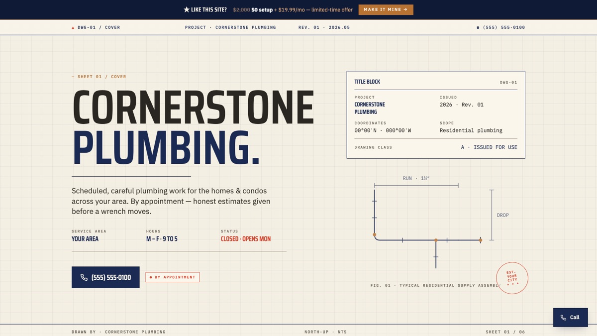 Appointment-based plumbing website design you can claim