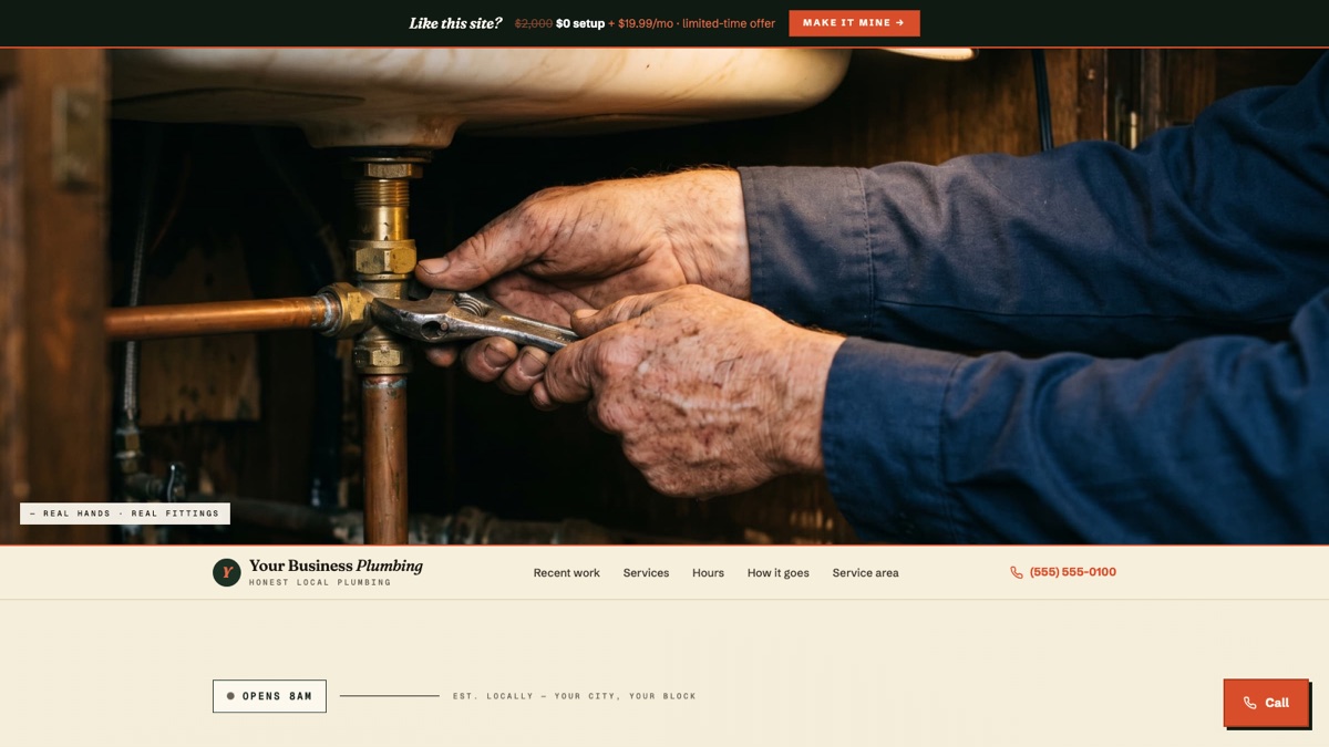 Classic local plumbing website design you can claim